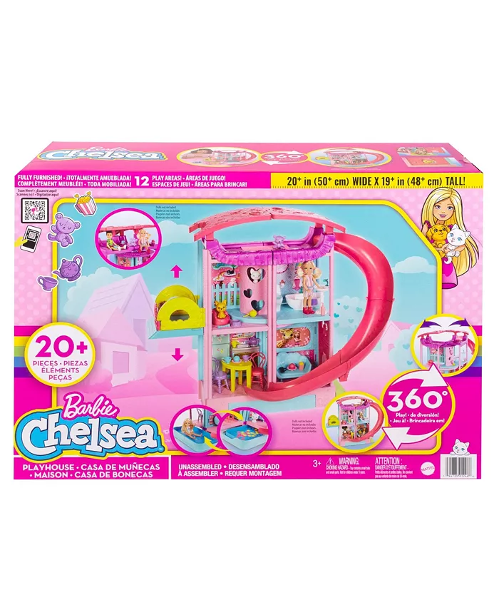 Barbie Chelsea Playhouse with Slide  Pool  Ball Pit  Pet Puppy and Kitten  Elevator  and Accessories