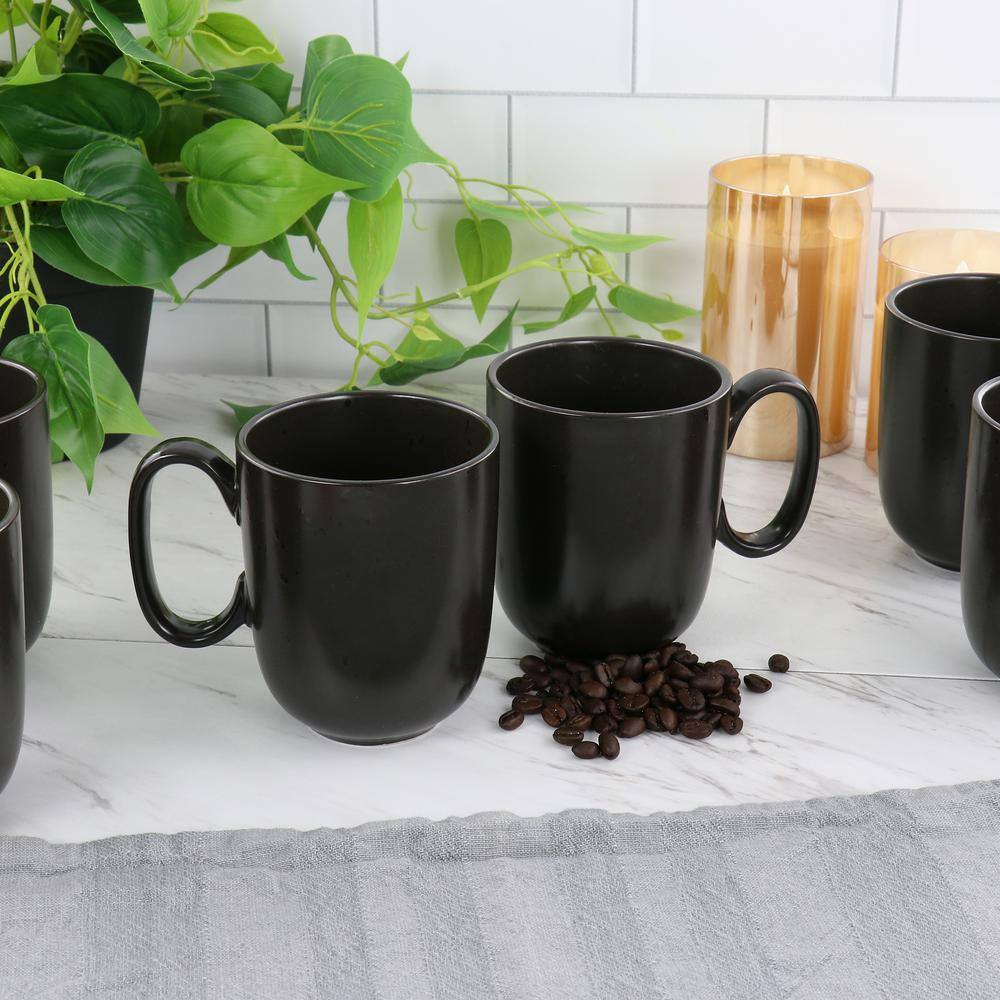 STUDIO 3B Mio 6 Piece Stoneware 15 oz. Beverage Mugs in Pepper Black 985119920M