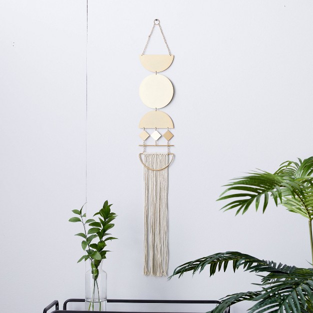 Metal Macrame Wall Decor With Fringe Detailing Gold Olivia amp May