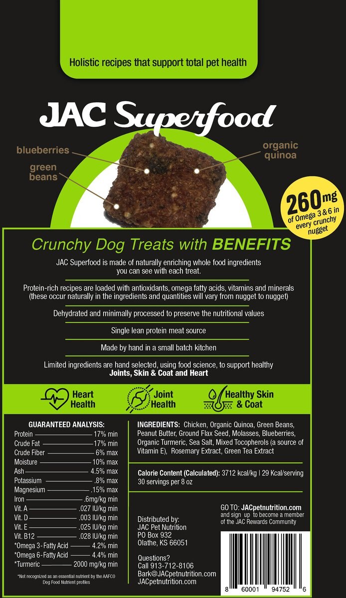 JAC Pet Nutrition Superfood Free Run Chicken Dehydrated Dog Treats