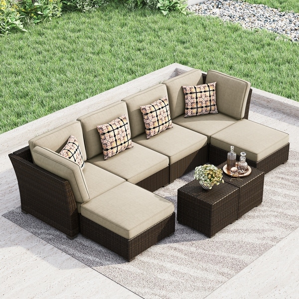 Corvus Oreanne 8piece Brown Wicker Sectional Patio Furniture Set