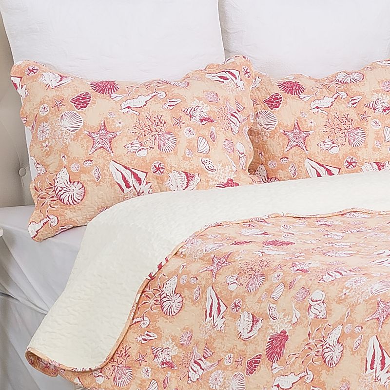 CandF Home Lagoon Peach Quilt Set with Shams