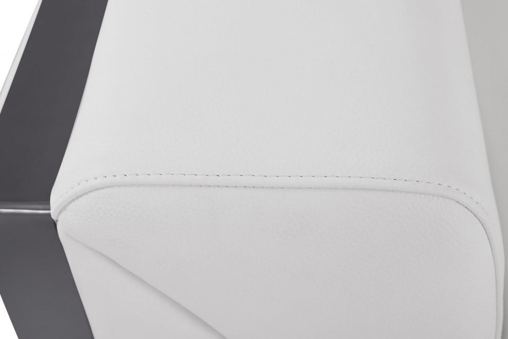 Mod Winter White Leather and Chrome Deco Accent Chair   Contemporary   Armchairs And Accent Chairs   by UStradeENT LLC  Houzz