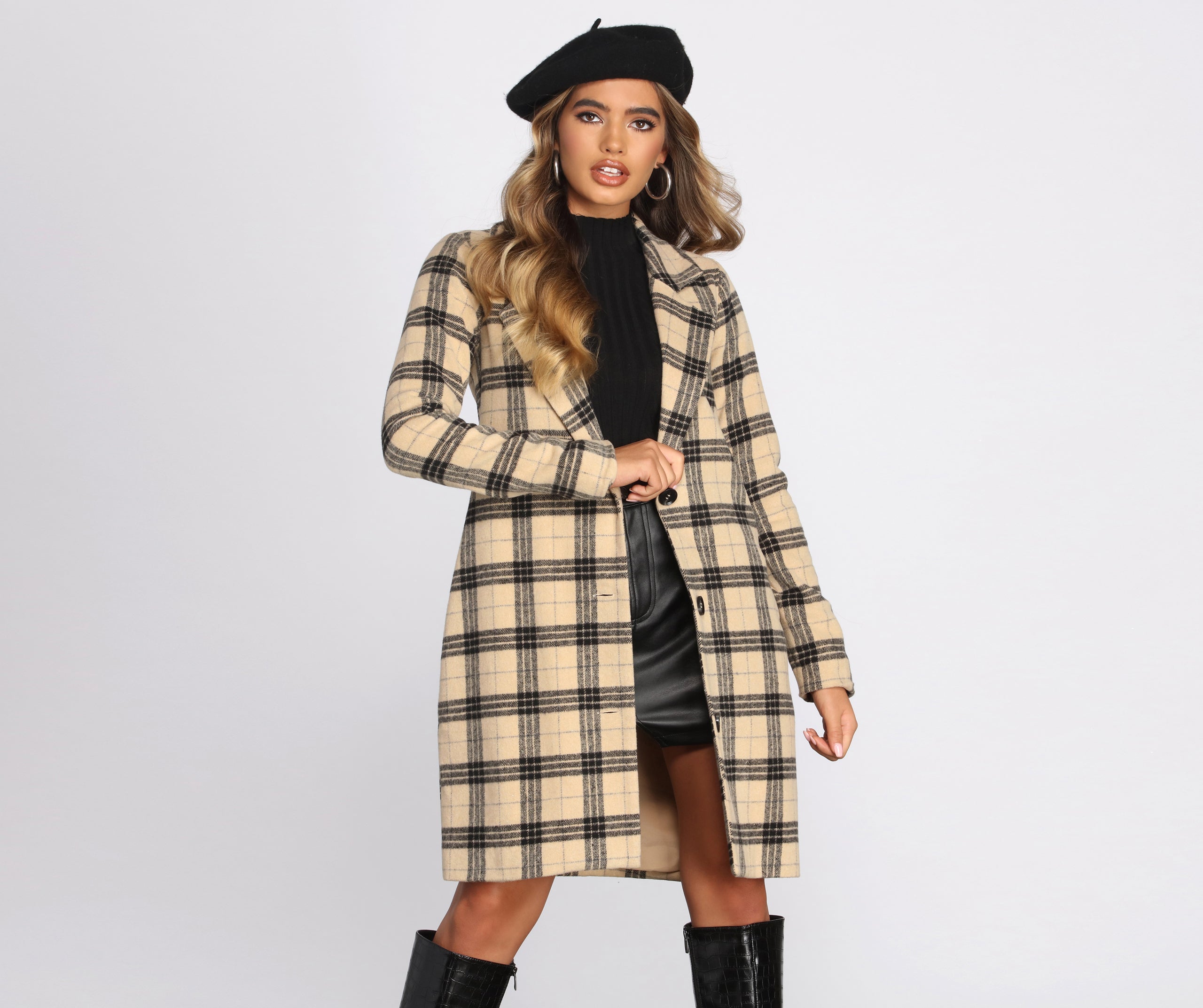 Oh So Fancy Brushed Plaid Coat