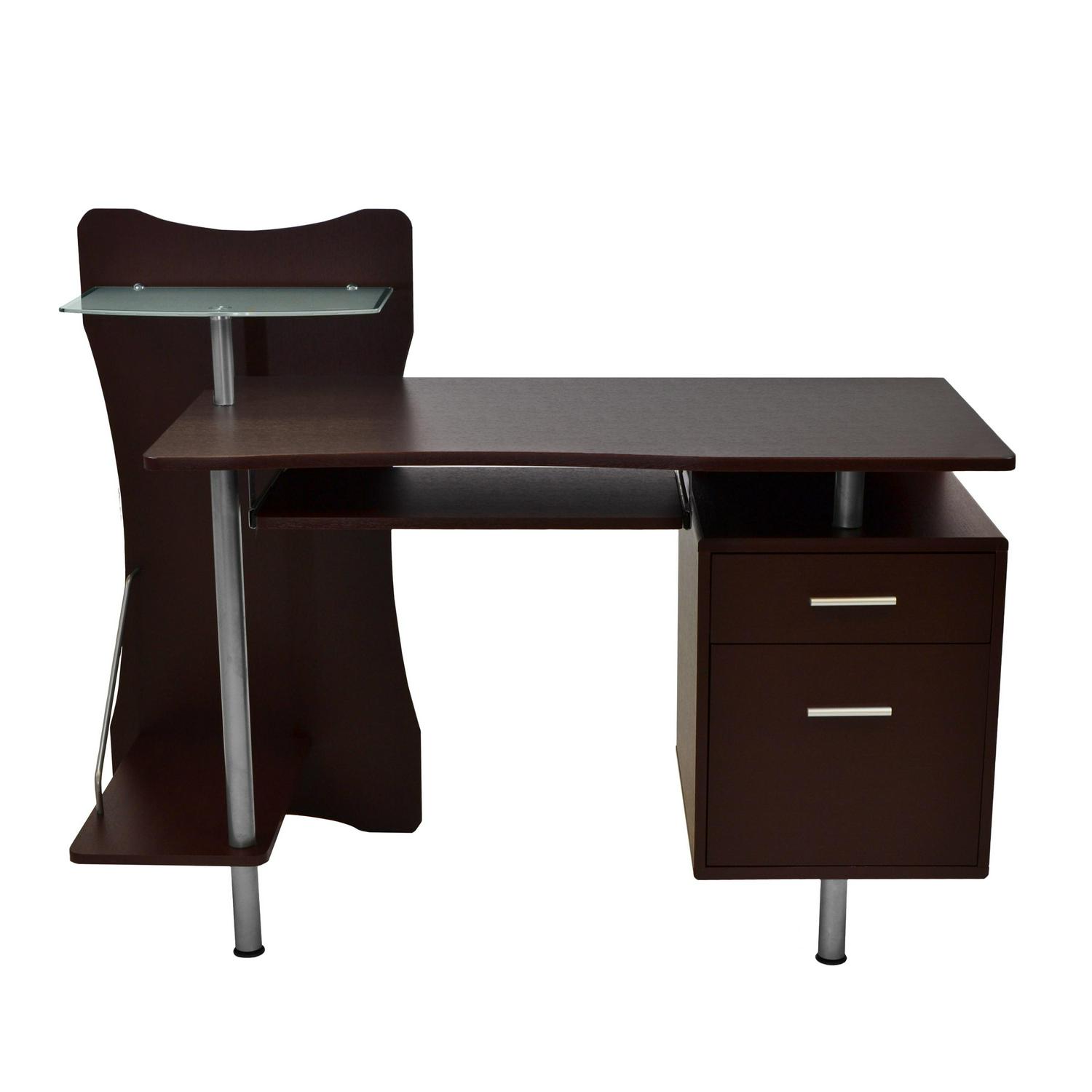 Techni Mobili Stylish Computer Desk with Storage， Chocolate