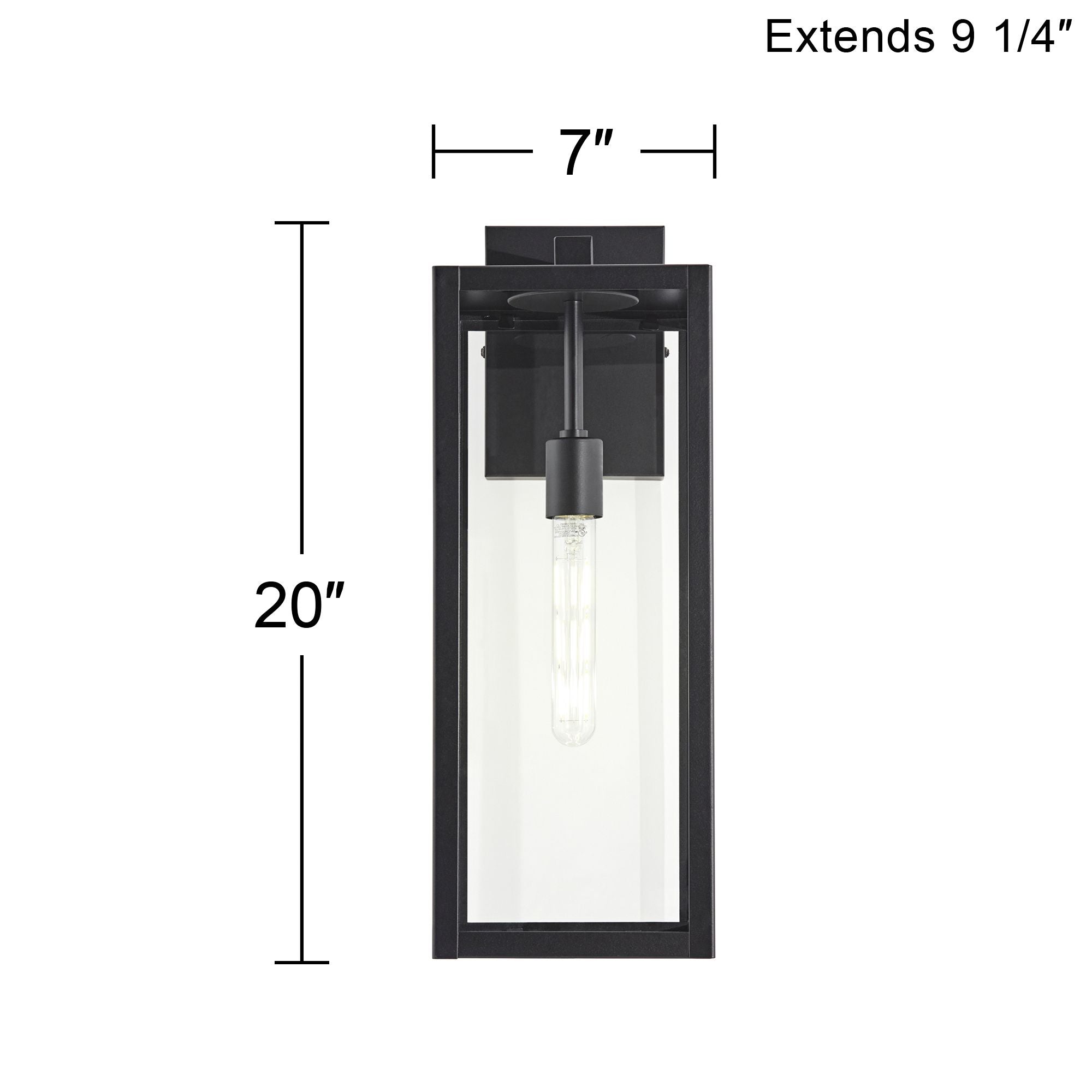 John Timberland Modern Industrial Outdoor Wall Light Fixture Mystic Black 20" Clear Glass Damp Rated Exterior House Porch Patio