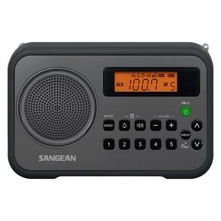 Sangean AMFM Stereo Portable Digital Radio Alarm Clock with Protective Bumper PR-D18BK