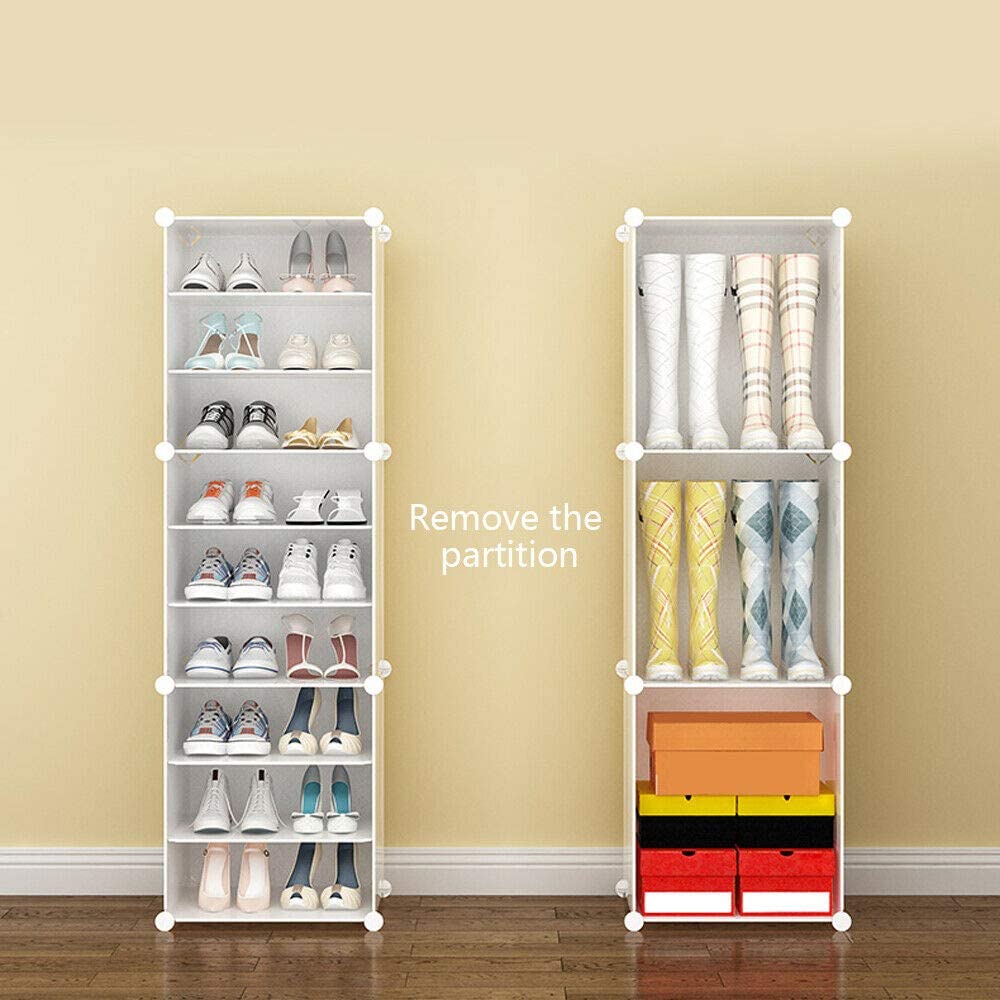 Aohuada Portable Shoe Storage Organzier Tower， Dust-proof Shoe Rack Shelf Plastic Shoe Storage Cabinet with Doors， Foldable Shoe Storage Rack for Sneaker Collection Heels， Boots， Slippers