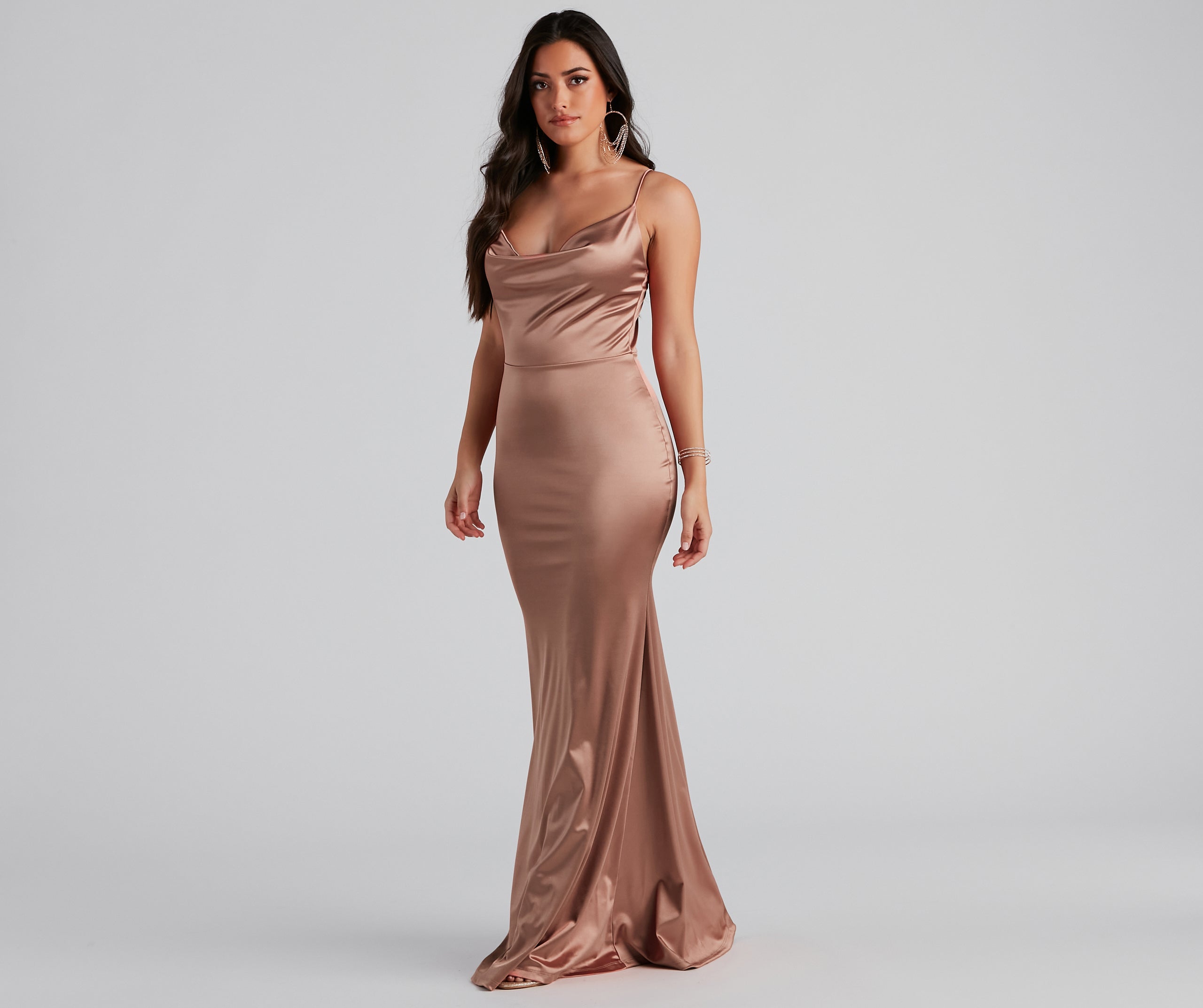 Nala Cowl Neck Satin Dress