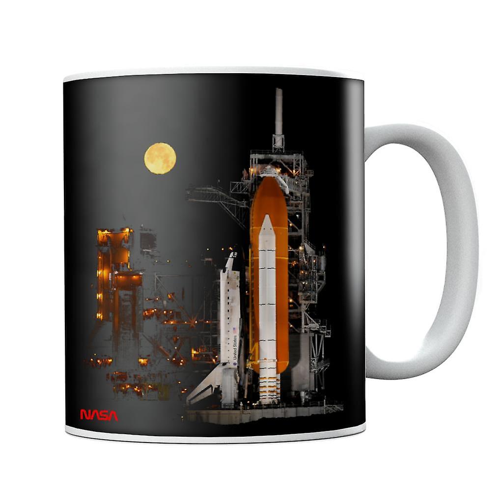 NASA STS 110 Discovery Shuttle At Launch Pad Mug