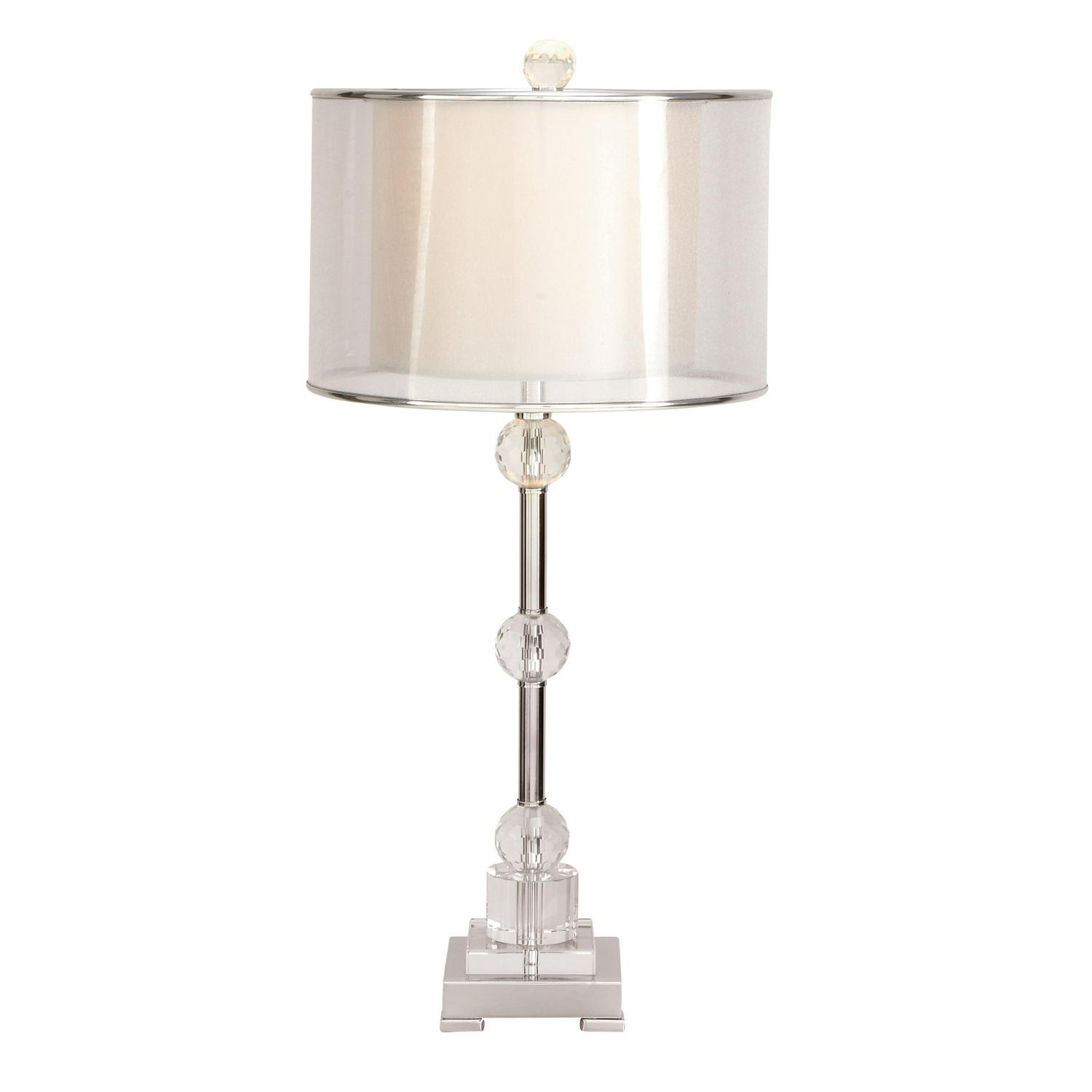 DecMode Silver Glam Metal Table Lamp with Shade， 30 H