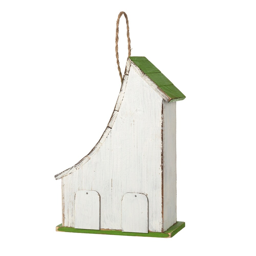 Glitzhome 13''H Distressed Solid Wood Birdhouse with flowers   13\