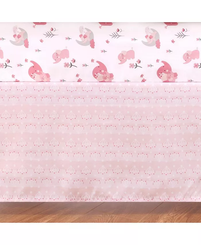 The Peanutshell Pink Elephant 7 Piece Baby Nursery Crib Bedding Set， Quilt， Crib Sheets， and Crib Skirt