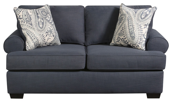 Southampton Loveseat with Accent Pillows in Navy Blue   Transitional   Loveseats   by Homesquare  Houzz