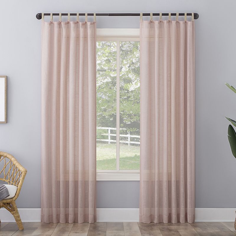 No. 918 Ceri Linen Texture Jute Tabs Semi-Sheer Tab Top Window Curtain