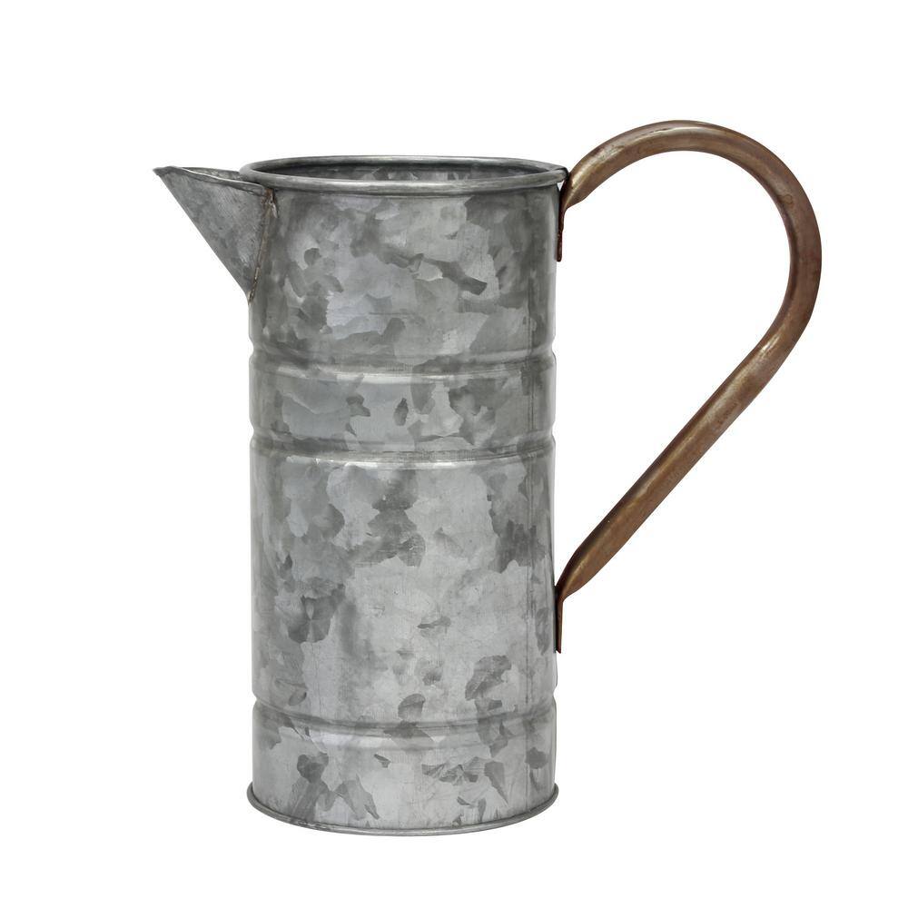 Stonebriar Collection 9.5 in. x 9.5 in. Antique Galvanized Metal Watering Can with Handle SB-5914A