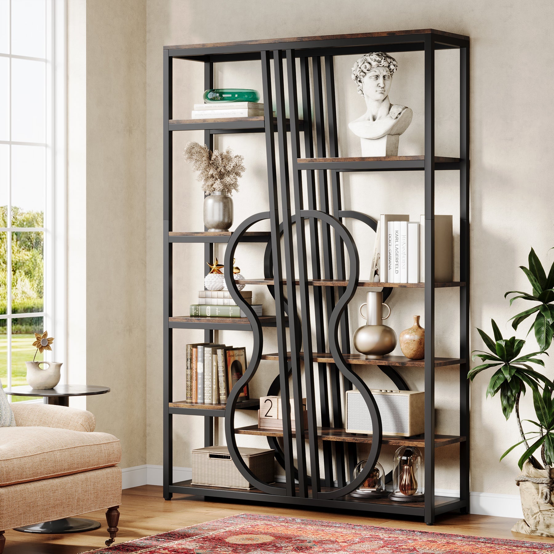 70.8 Booshelf, Vintage Etagere Bookcase with 9 Tier Storage Shelves