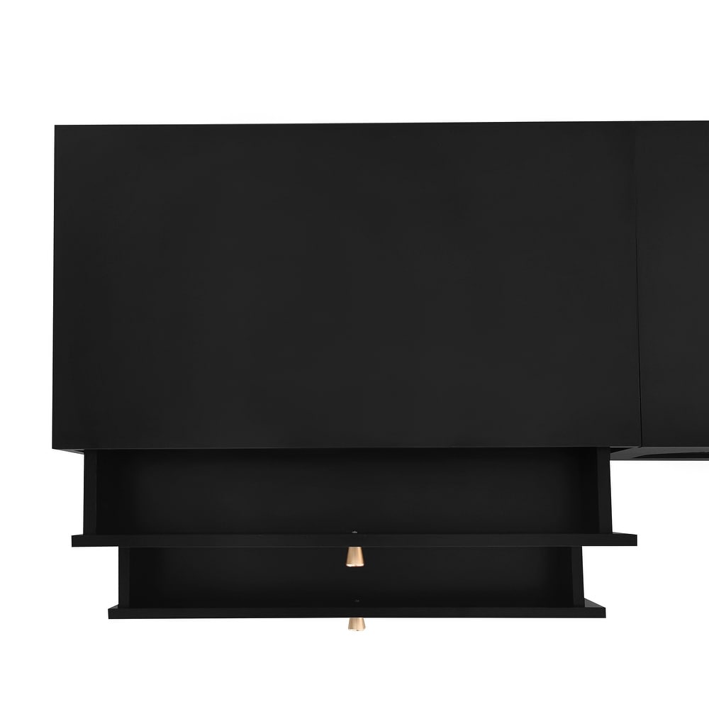 Contemporary 2 Glass Door TV Stand with 4 Drawers for TVs up to 90 Inches