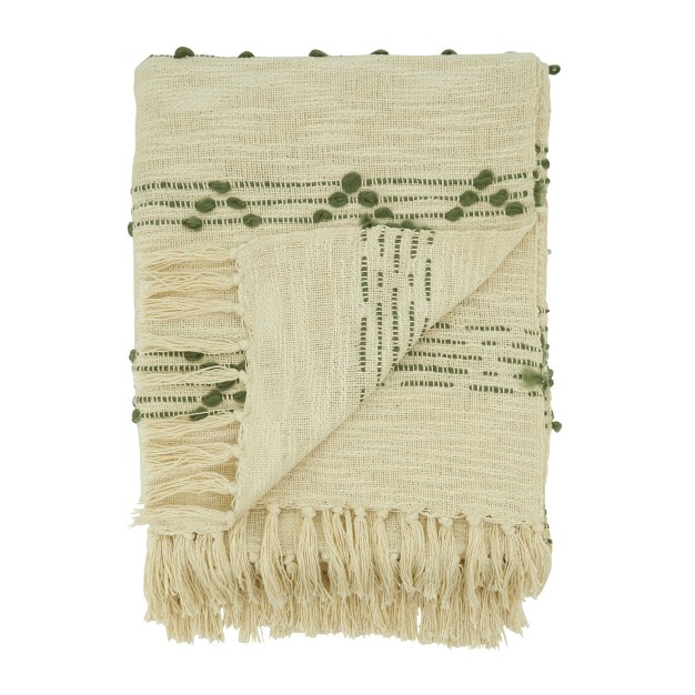 Saro Lifestyle Throw Blanket With Woven Stripes And Dots