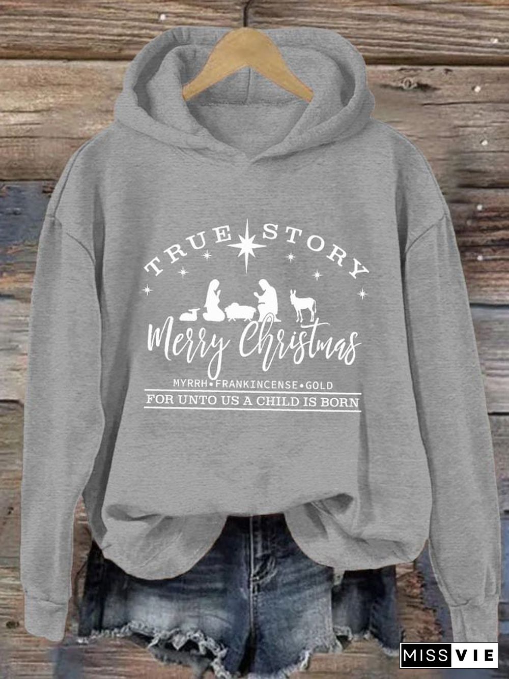 Women's Christian Christmas True Story Lounge Hoodie