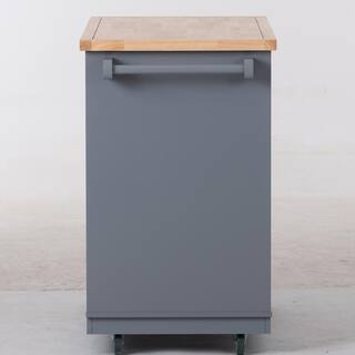 Tileon Blue Rolling Kitchen Island with Wood Top Kitchen Cart with Wheels 2-Drawers and 3 Open Shelves AYBSZHD255