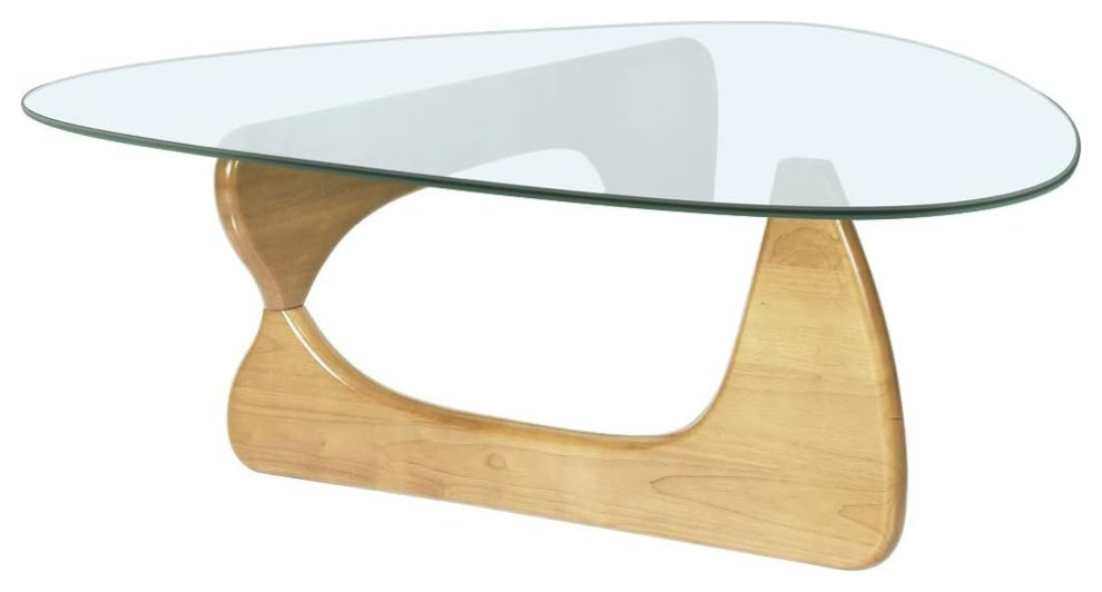 Unique Coffee Table  Sculptural Curved Base With Triangle Glass Top   Midcentury   Coffee Tables   by Decor Love  Houzz