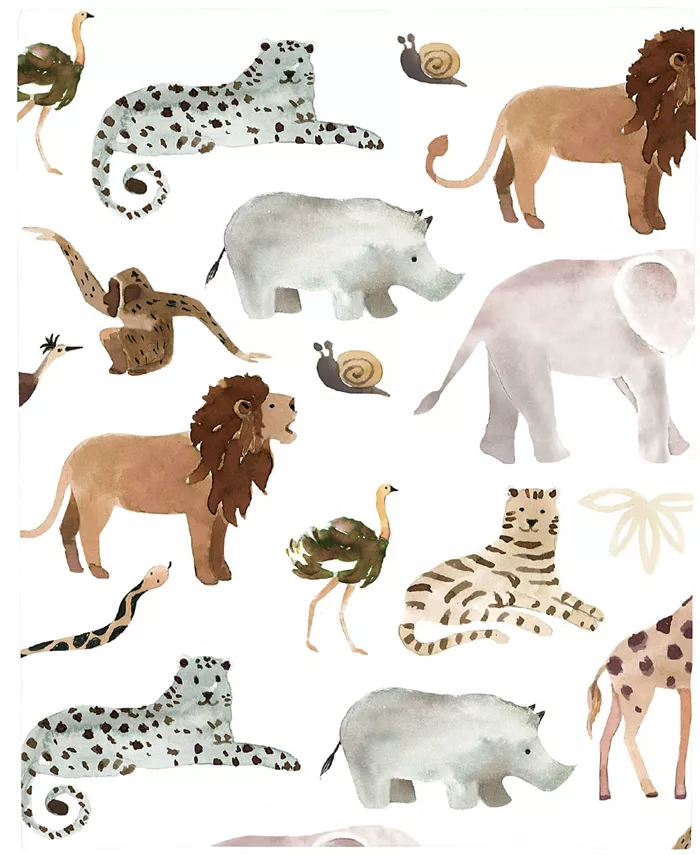 Macy's Water Color Jungle Friends Fitted Super Soft Crib Sheet