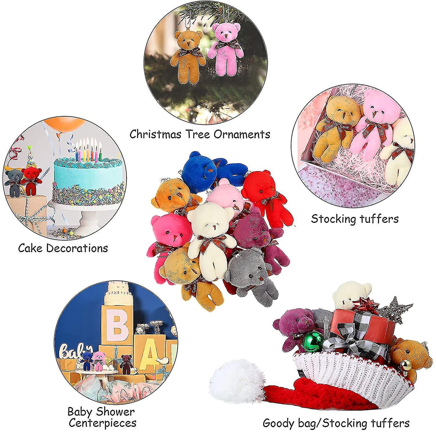 20 Pieces Mini Teddy Bear Toy 4.7 Inch Stuffed Animals， 10 Colors