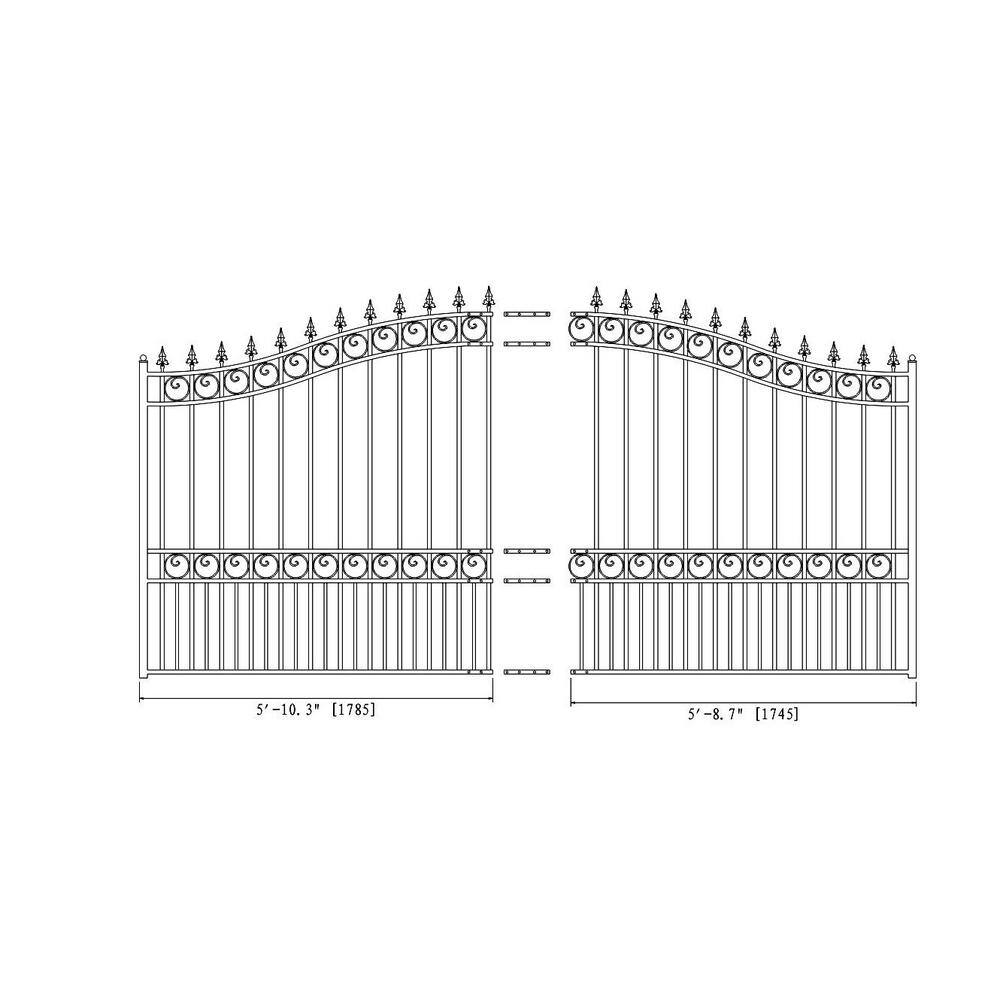 ALEKO London Style 12 ft. x 6 ft. Black Steel Single Slide Driveway Fence Gate DG12LONSSL-HD