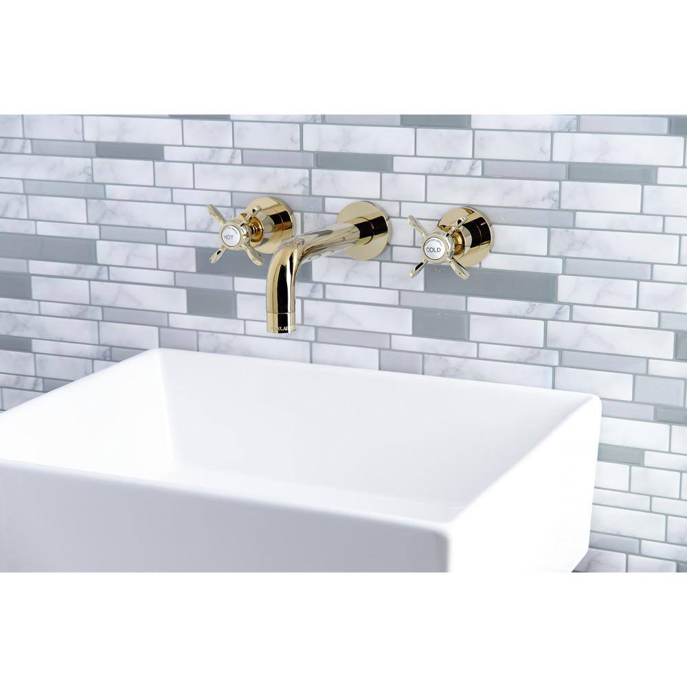 Kingston Brass Essex 2-Handle Wall-Mount Bathroom Faucets in Polished Brass HKS8122BEX