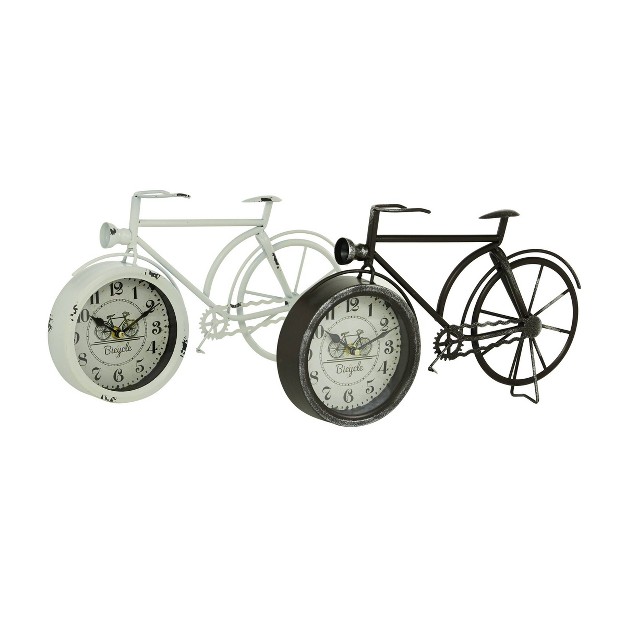 Set Of 2 Metal Bike Clocks Black white Olivia amp May