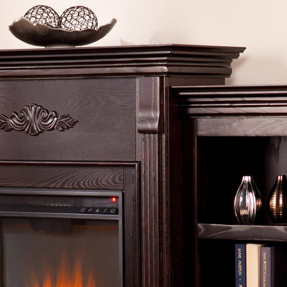 Southern Enterprises Bettram Alexa-Enabled 70.25 in. Bookcase Electric Smart Fireplace in Classic Espresso HD014210