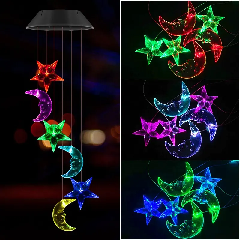 Solar Power Wind Chime Hummingbird Mobile Portable Waterproof Outdoor Romantic Wind Bell Light for Patio Yard Garden Home