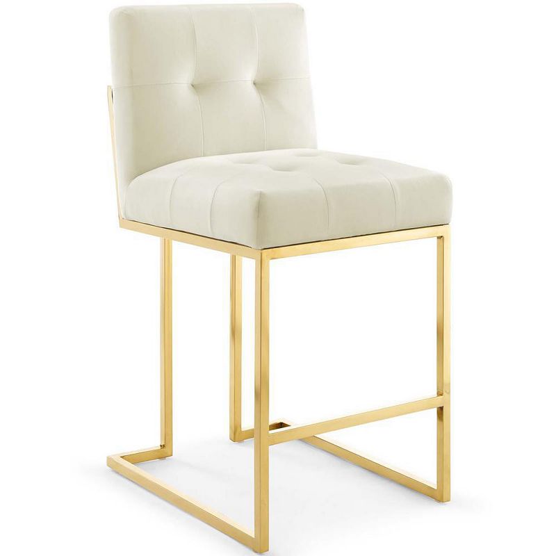 Modway Privy Gold Stainless Steel Performance Velvet Counter Stool Set of 2