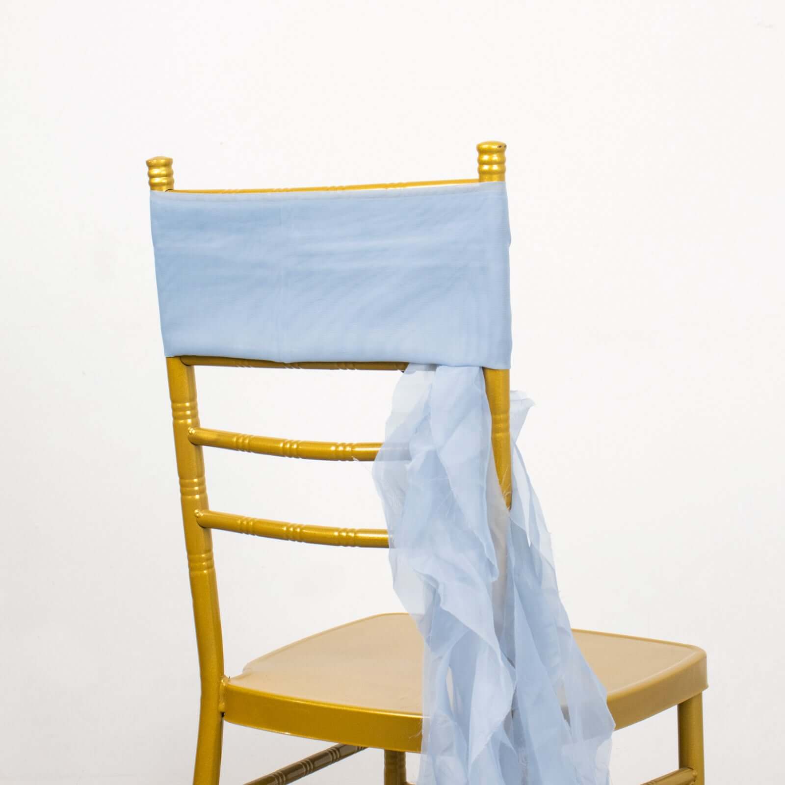 Dusty Blue Chiffon Curly Chair Sash