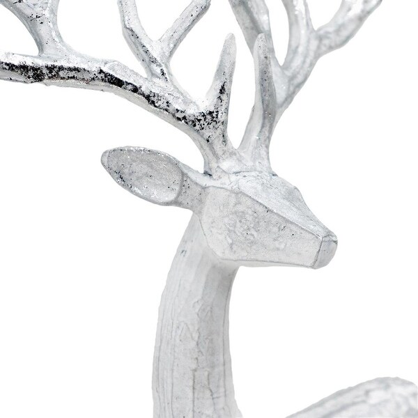 Seasonal Abode Carved Standing Deer with Silver Foil