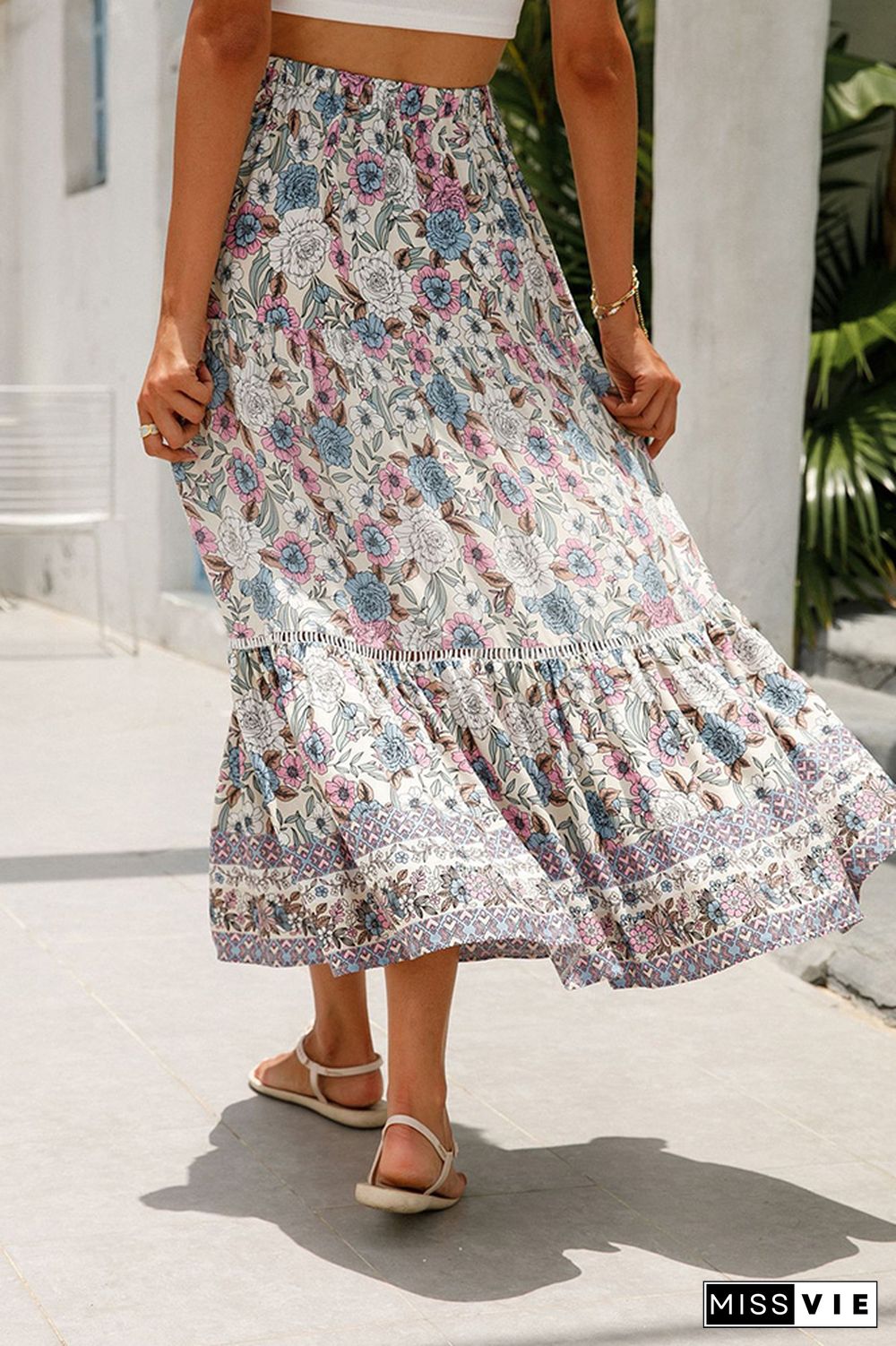 High Waist Bohemia Floral Prnit Skirt Dress