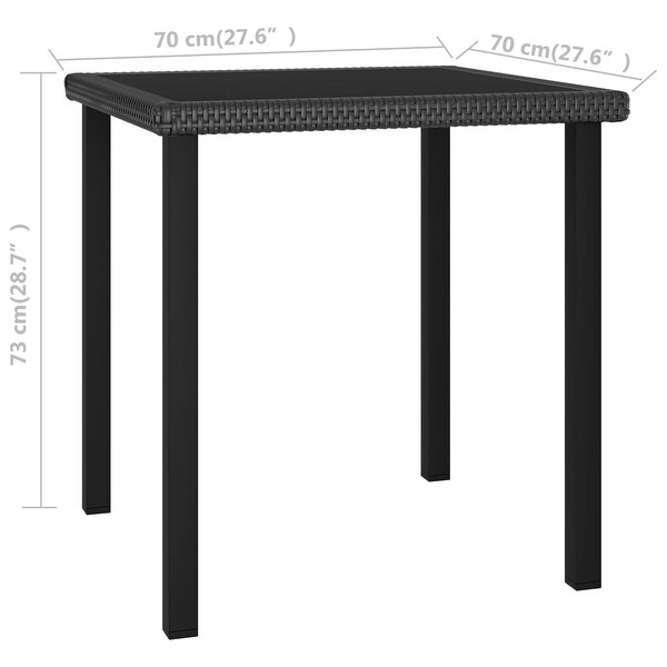 vidaXL Outdoor Dining Table Garden Porch Patio Table with Glass Top PE Rattan