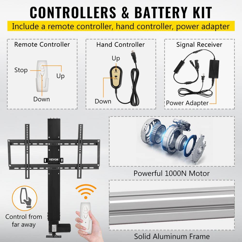 VEVOR Motorized TV Lift Stroke Height Adjustable 30-50 in. Motorized TV Mount Fit for 28-32 in. TV Lift with Remote Control 28CDSTSZJ00000001V1