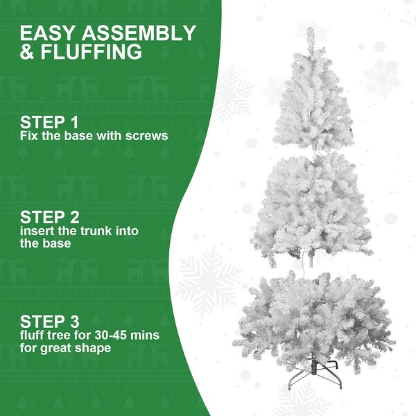 CUSchoic White Artificial PVC Christmas Tree w/Stand Holiday Decor