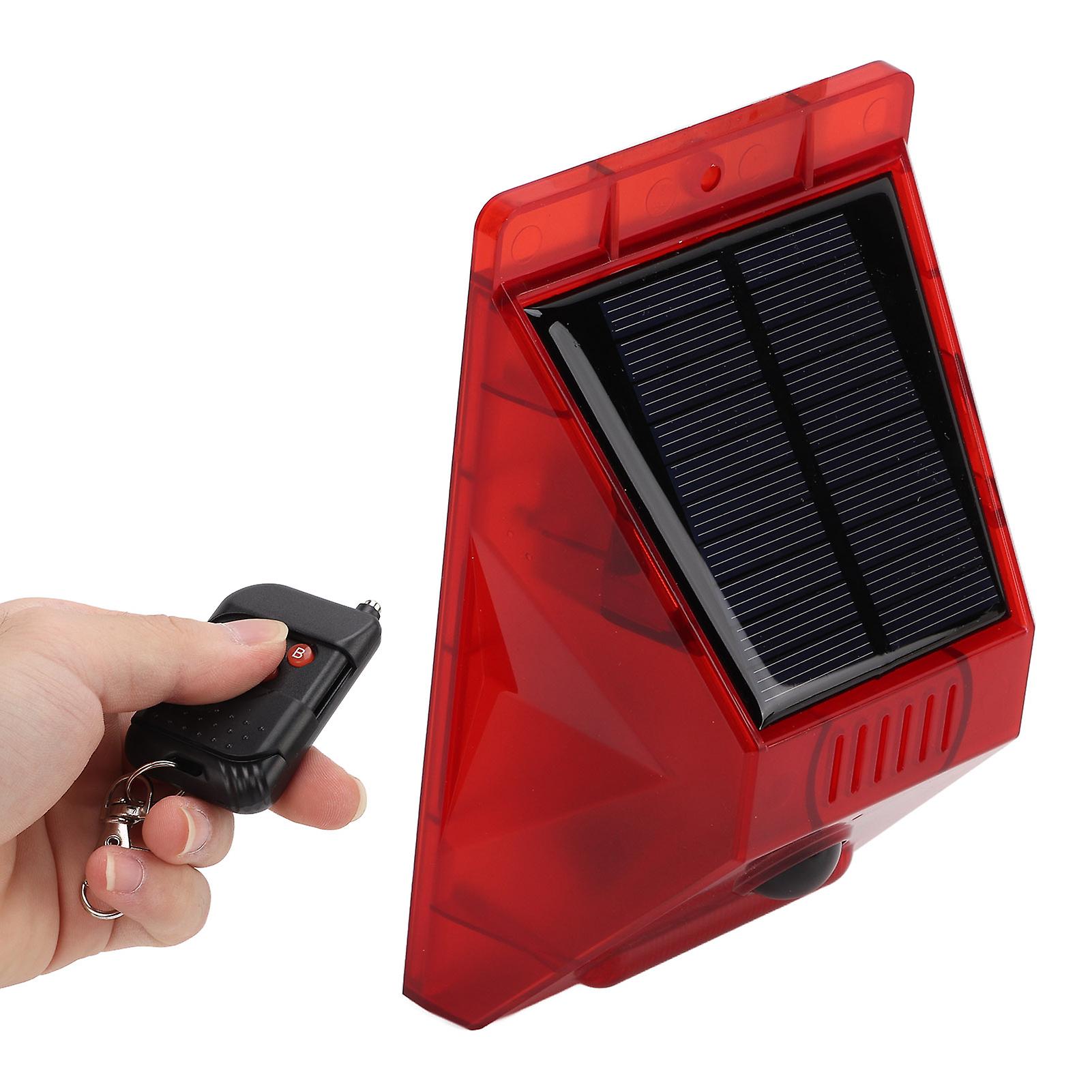 Sound Light Alarm Lamp Solar Powered Remote Control Anti Theft Ip65 Waterproof For Fishpond Home