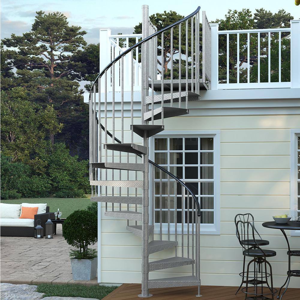 Mylen STAIRS Reroute Galvanized Exterior 42in Diameter Fits Height 85in - 95in 2 42in Tall Platform Rails Spiral Staircase Kit EC42Z09V004