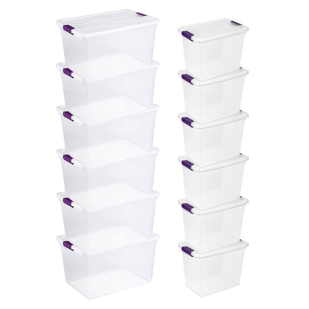 Sterilite Clear Box Storage Container (6-Pack) + 27 Qt. Tote (6-Pack) 6 x 17571706 + 6 x 17631706