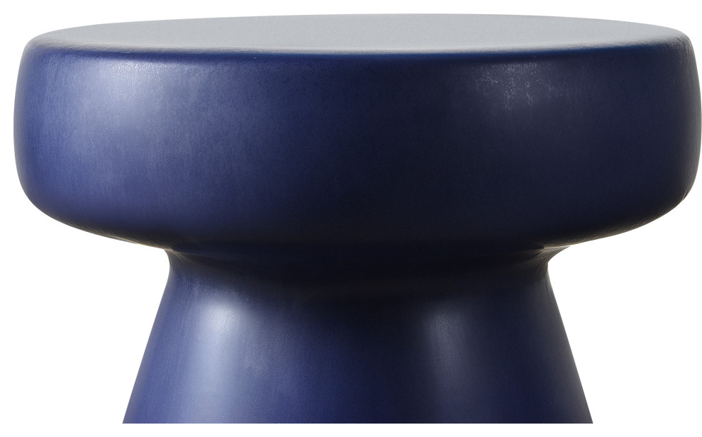 Charlie Matte Navy Ceramic Outdoor Table   Contemporary   Outdoor Side Tables   by Renwil  Houzz