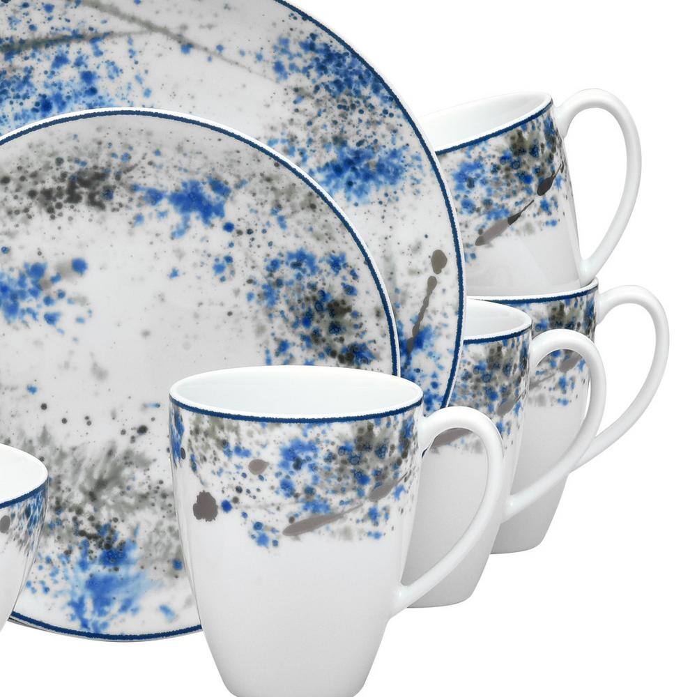 Noritake Blue Nebula 16-Piece Casual whiteblue Porcelain Dinnerware Set (Service for 4) 1721-16C