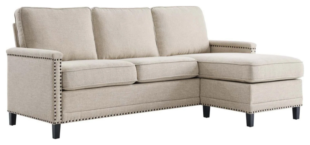 Tonnie Beige Upholstered Fabric Sectional Sofa   Transitional   Sectional Sofas   by V.S.D Furniture  Houzz