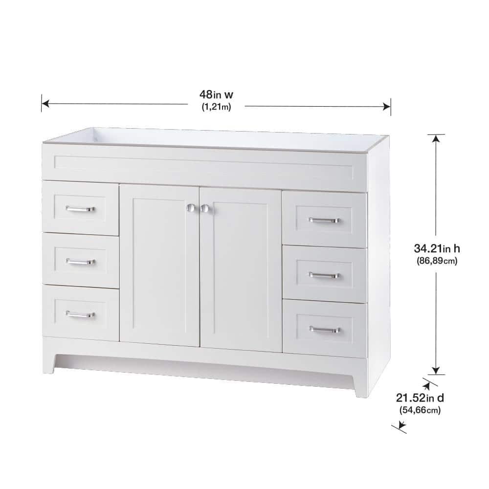 Home Decorators Collection Thornbriar 480 in W x 215 in D x 342 in H Bath Vanity Cabinet without Top in Polar White