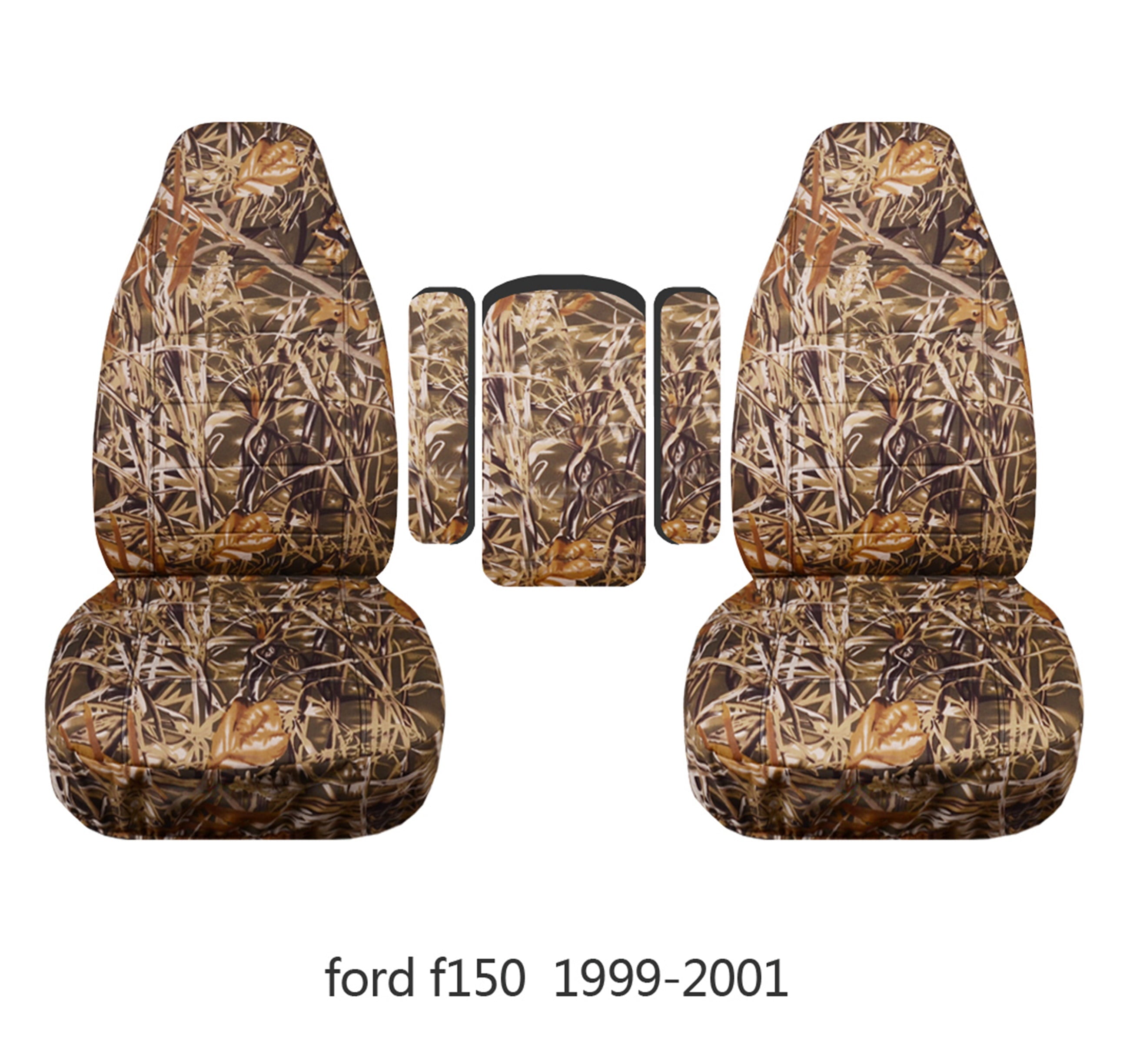 T121-Designcovers Compatible with 1999-2001 Ford F-150 F-250 F-350 Camouflage Truck Captains Chairs Seat Covers w 3 Armrest Covers (One per Seat + Center):Wetland Camo