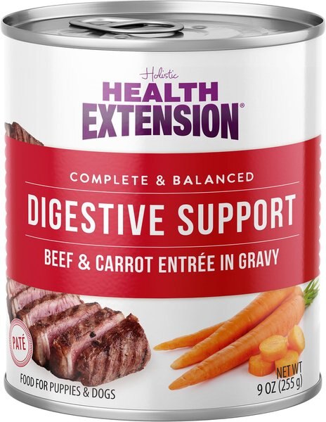 Health Extension Digestive Support Beef and Carrot Entrée in Gravy Dog Food， 9-oz can， case of 12