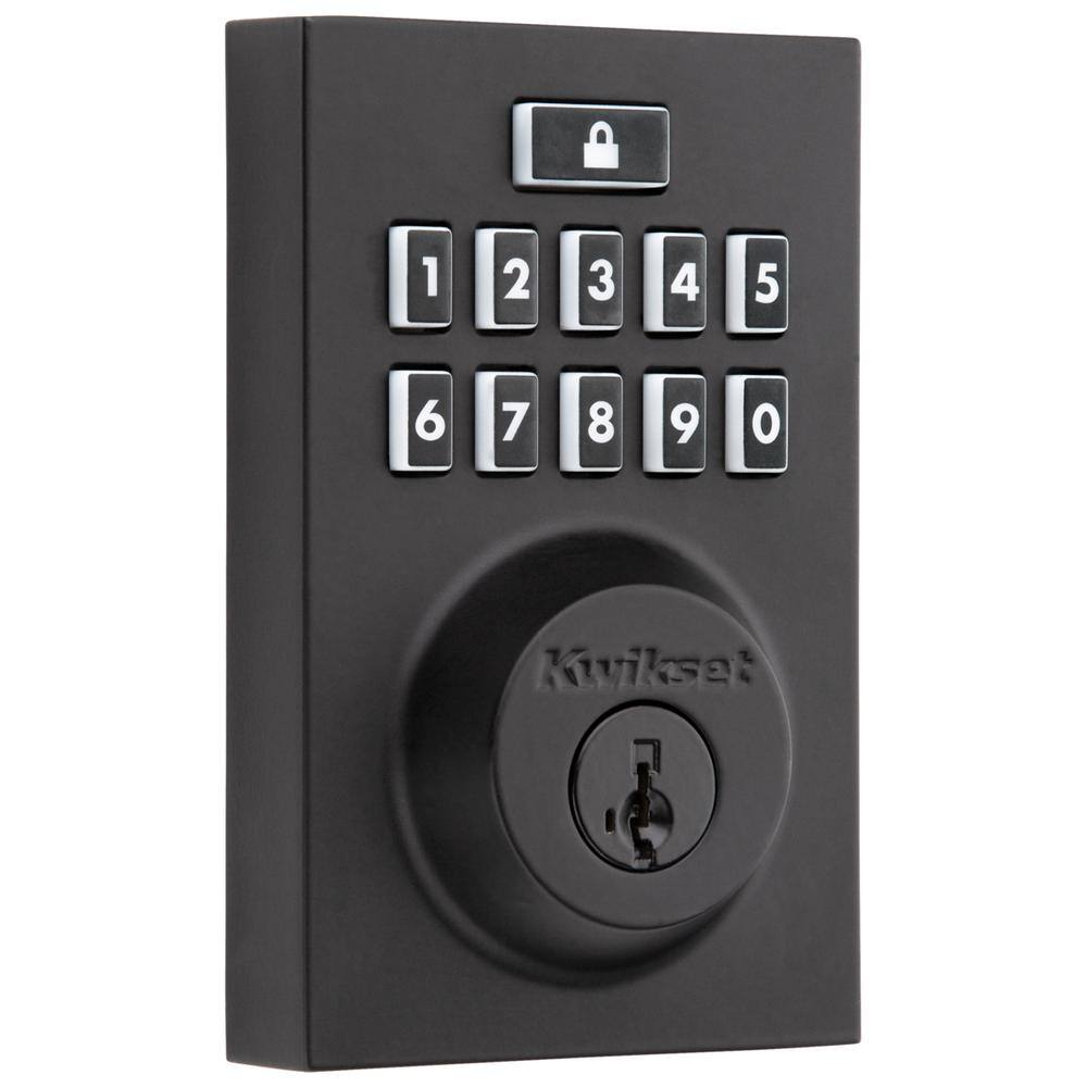 Kwikset SmartCode 914 Zigbee 3.0 Contemporary Matte Black Single Cylinder Electronic Deadbolt Featuring SmartKey Security 914CNTZB3514CP